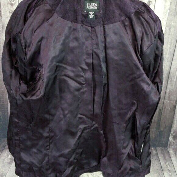 Eileen Fisher Italian Suede Open Front Jacket in Eggplant Purple Women's XS - Picture 6 of 6